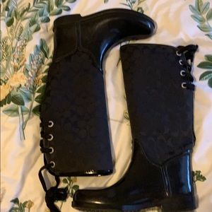 All black authentic coach rain boots